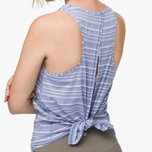 Lululemon All Tied Up Tank Cut Back Stripe Tempest Blue White